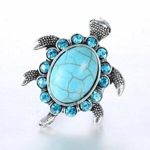 Turquoise Turtle Brooch with Silver Accents